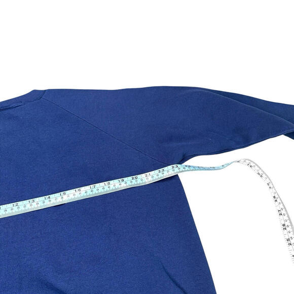 VTG Hanes USA Crewneck Sweatshirt Navy Blue Spellout Fleece Made In USA 90s Sz L - Picture 7 of 7